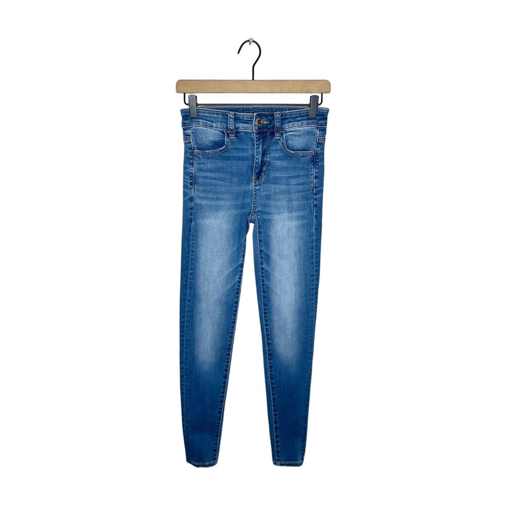 AMERICAN EAGLE Hi-Rise Jeggings Medium Blue Wash Size 2 Regular